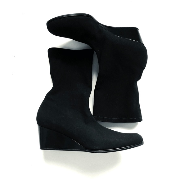 STUART WEITZMAN Black Sock Wedge Bootie Sz 6 B - Picture 16 of 16
